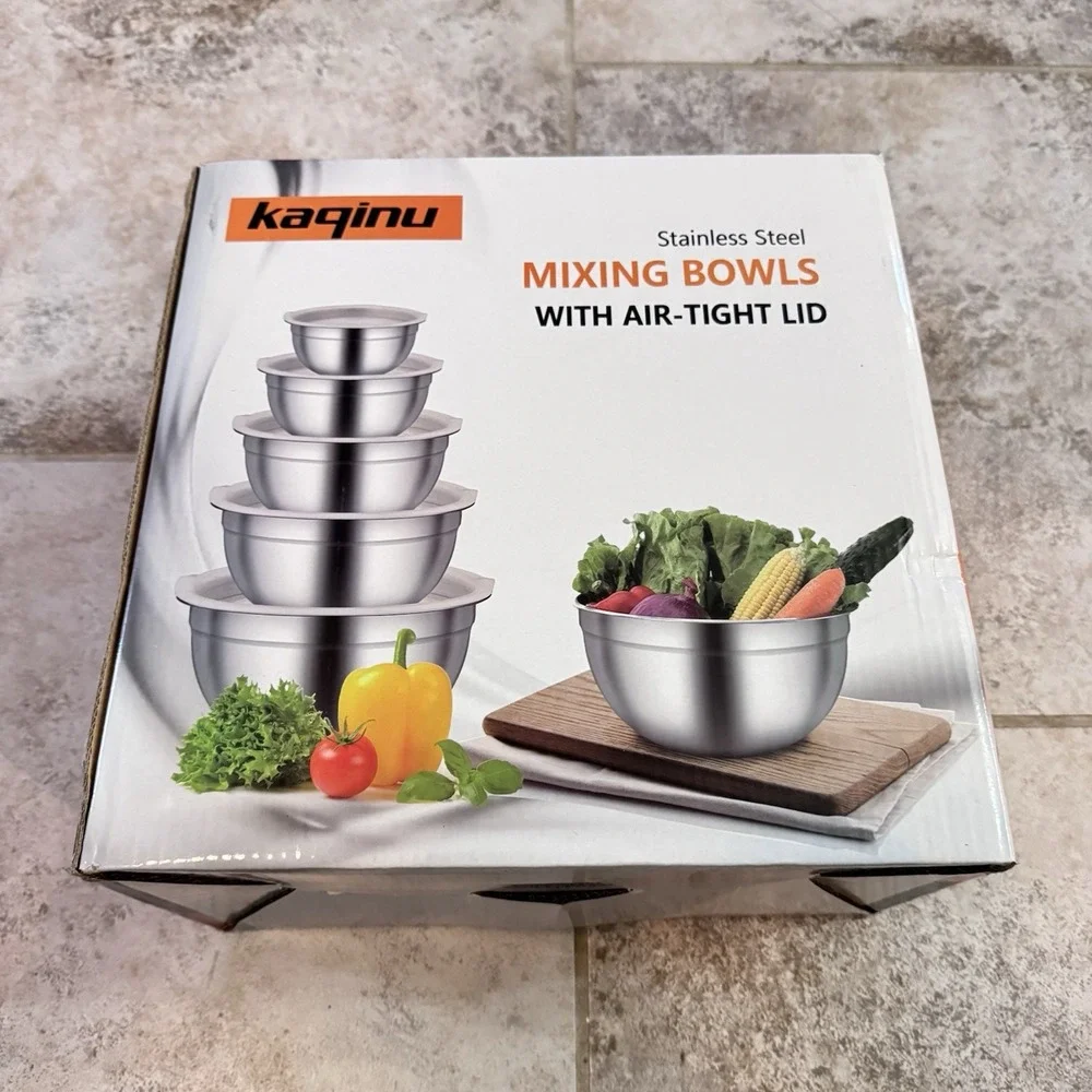 Mixing Bowls with Lids Set of 5 Nesting Bowls with Airtight Lids Stainless Steel